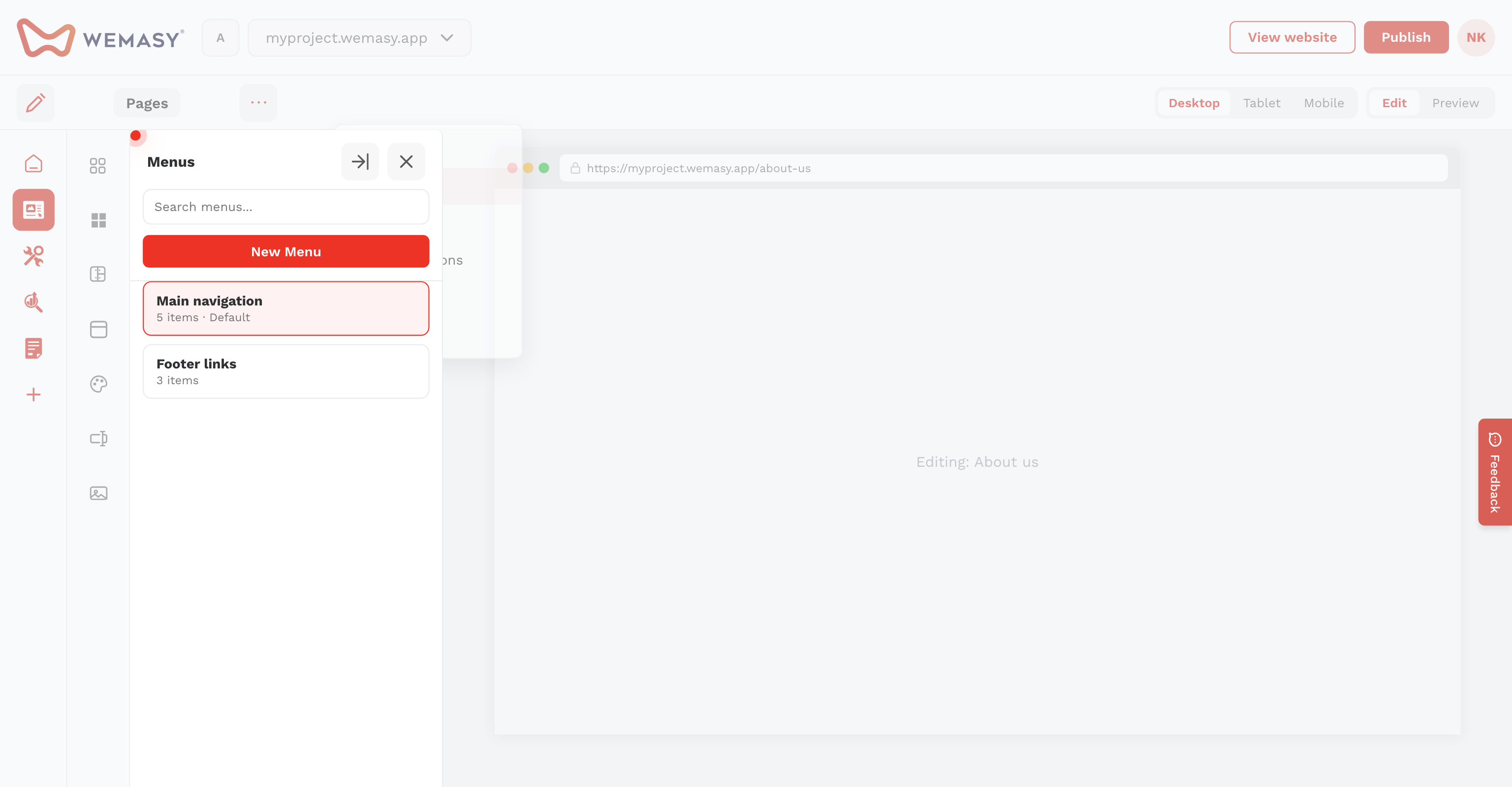 Website-Builder: Ein Menü erstellen