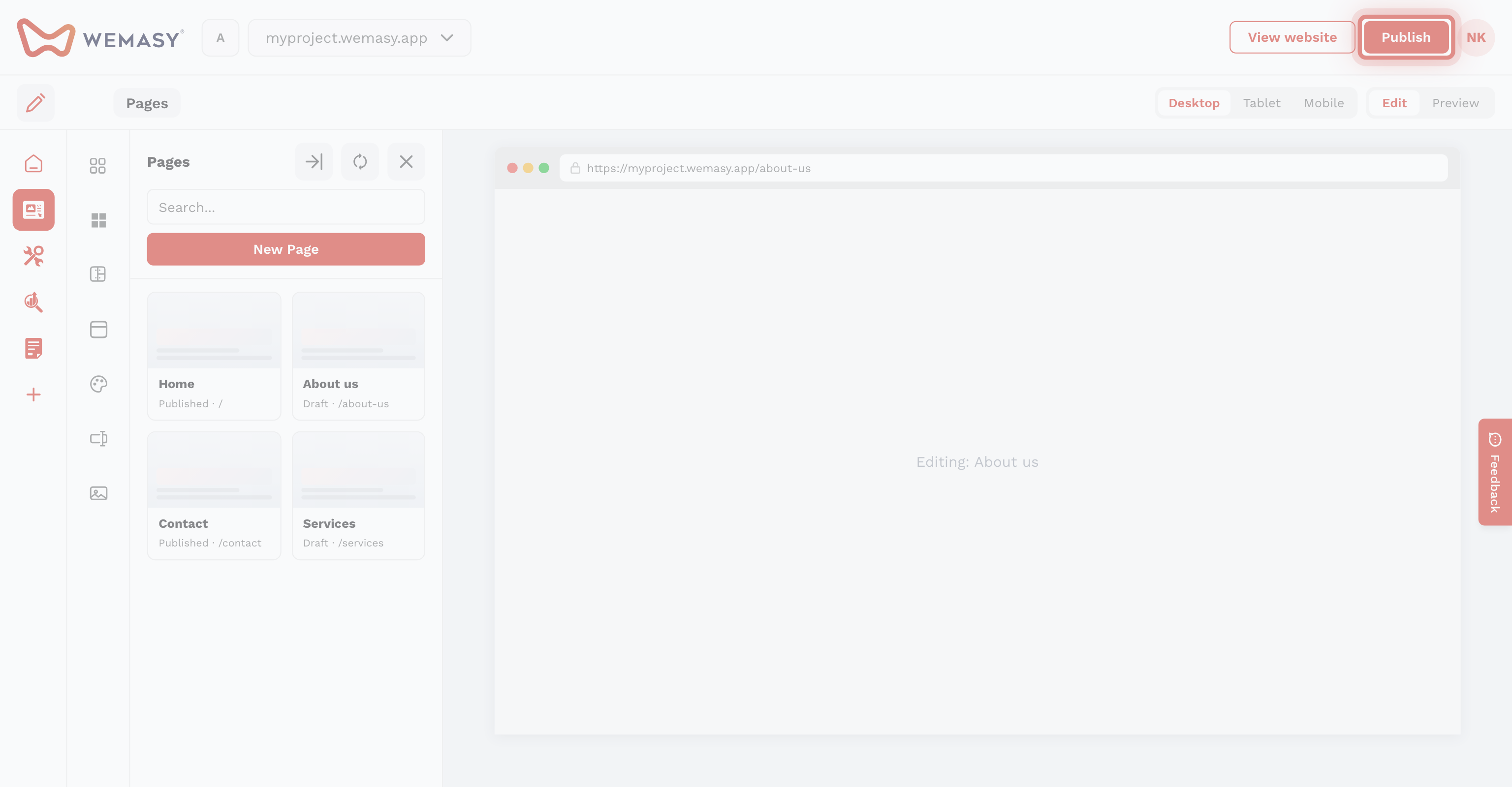 Website-Builder: Eine Struktur erstellen