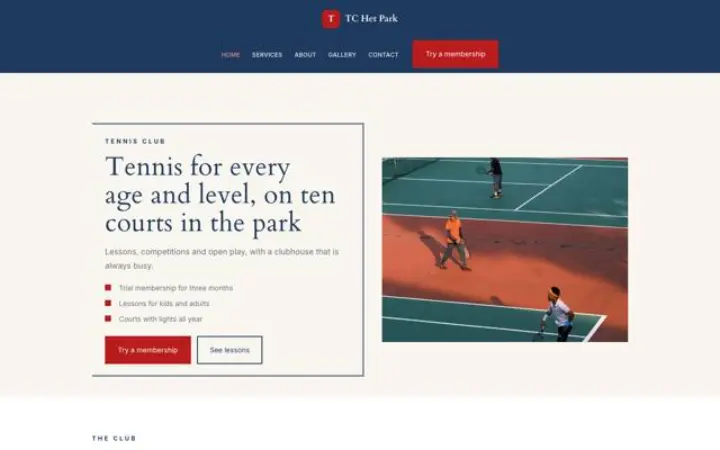 Website für Tennisclub