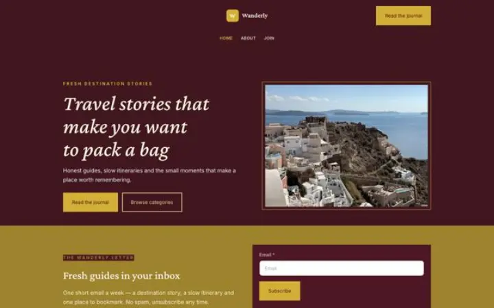 Website für Reisen