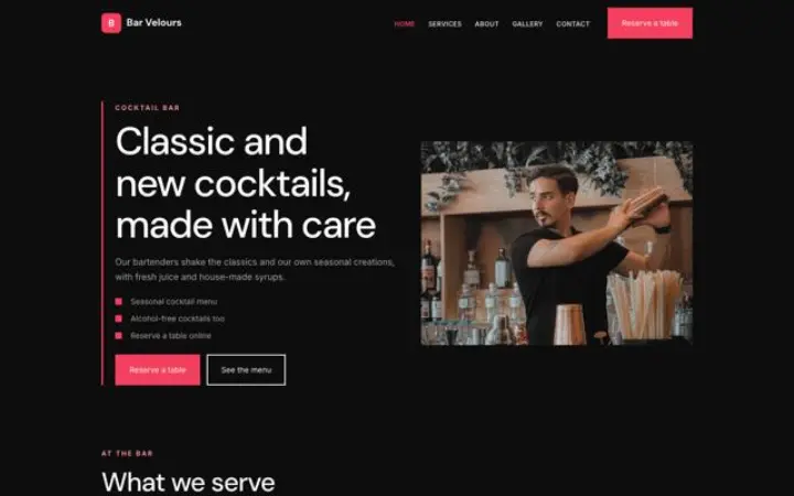 Website für Cocktailbar