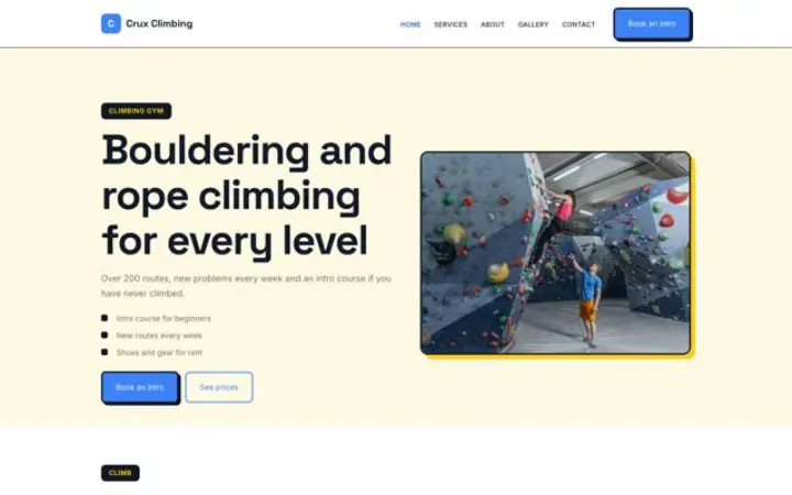 Website für Kletter- und Boulderhalle