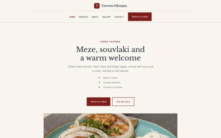 Website für Griechisches Restaurant