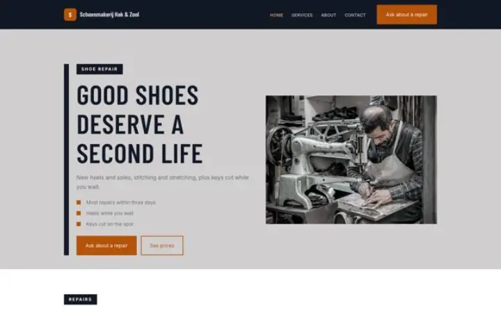 Website für Schuhreparatur