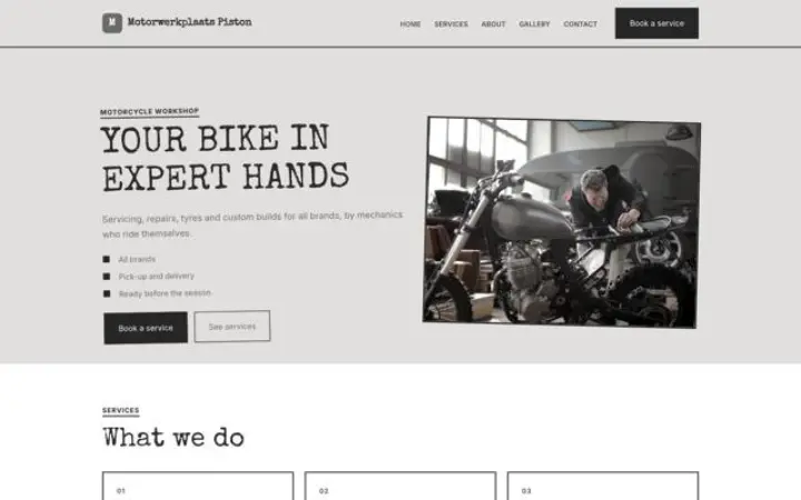 Website für Motorradwerkstatt