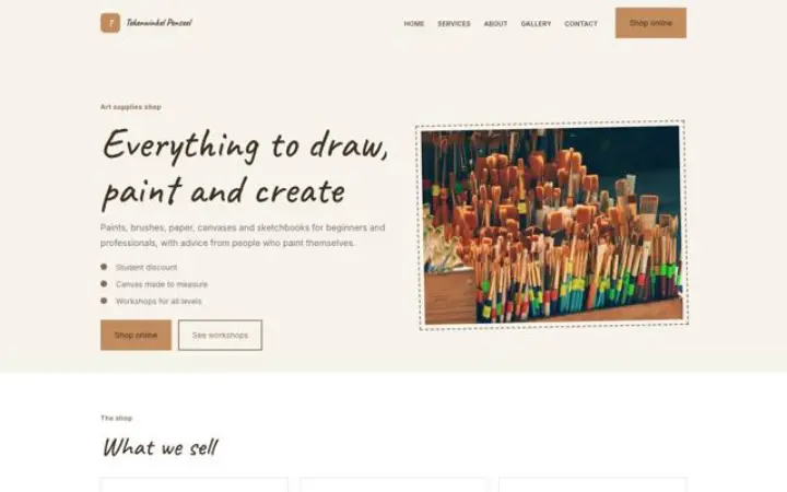 Website für Künstlerbedarf
