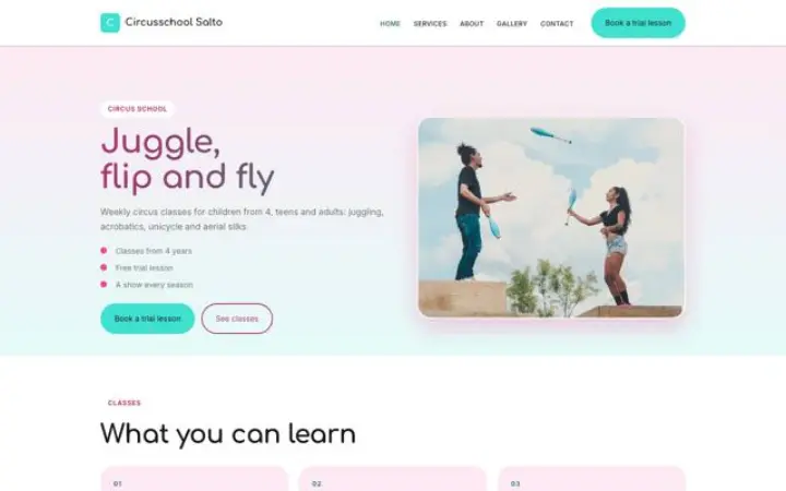 Website für Zirkusschule