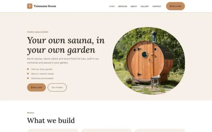 Website für Gartensaunabau