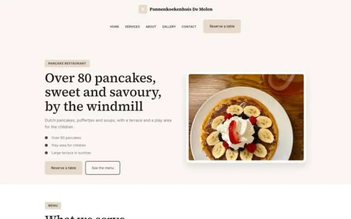 Website für Pfannkuchenhaus