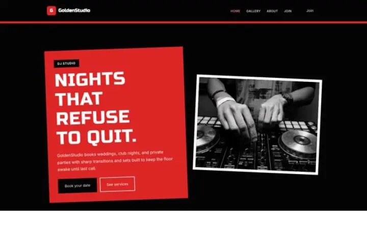 Beispiel für das Theme GoldenStudio für DJ