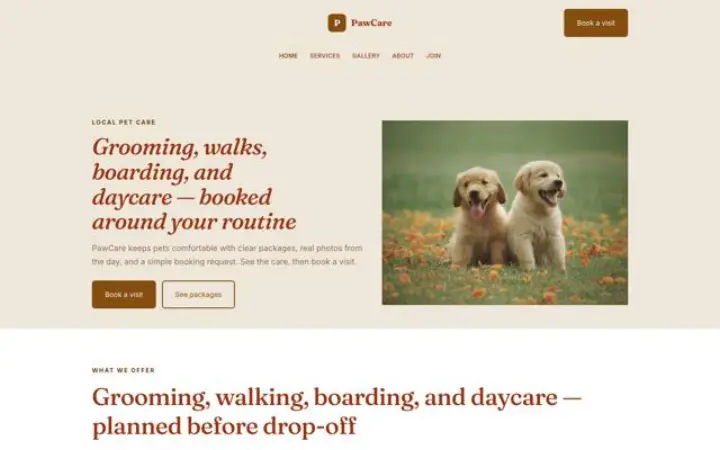 Website für Tierbetreuung