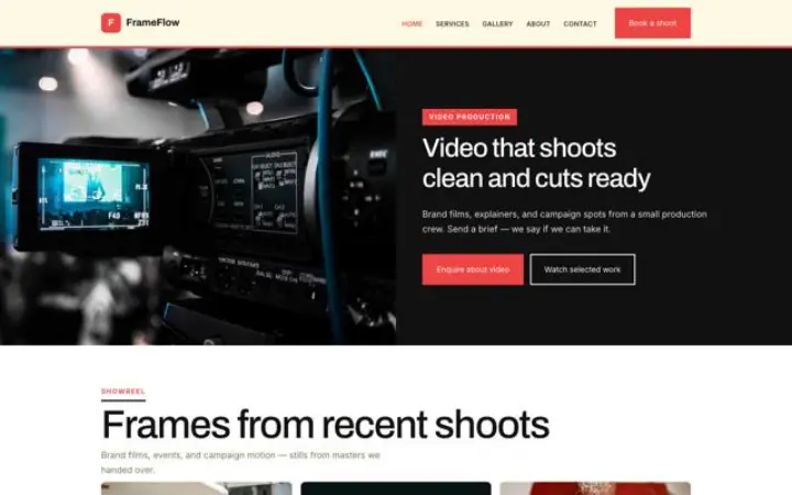 Website für Videoproduktion