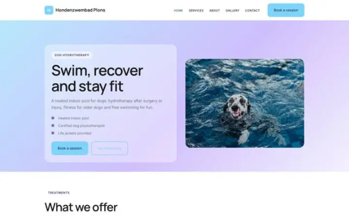 Website für Hundeschwimmbad