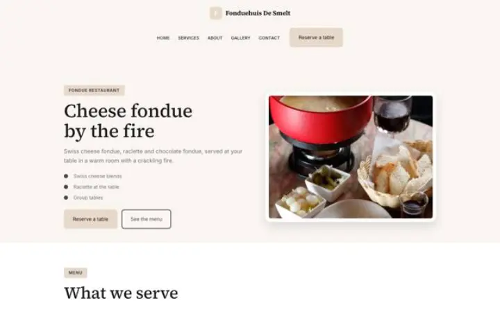 Website für Fondue-Restaurant