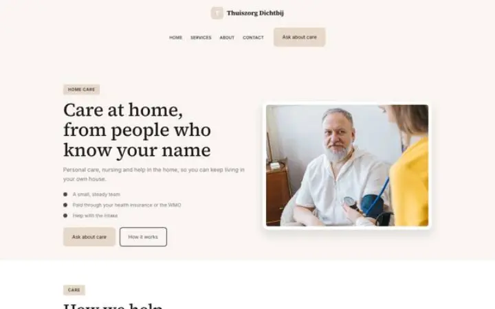 Website für Häusliche Pflege
