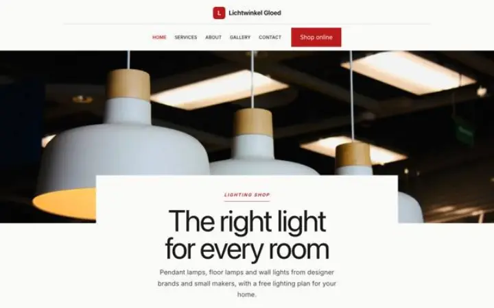 Website für Leuchtengeschäft