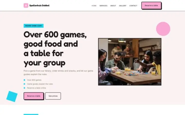 Website für Spielecafé