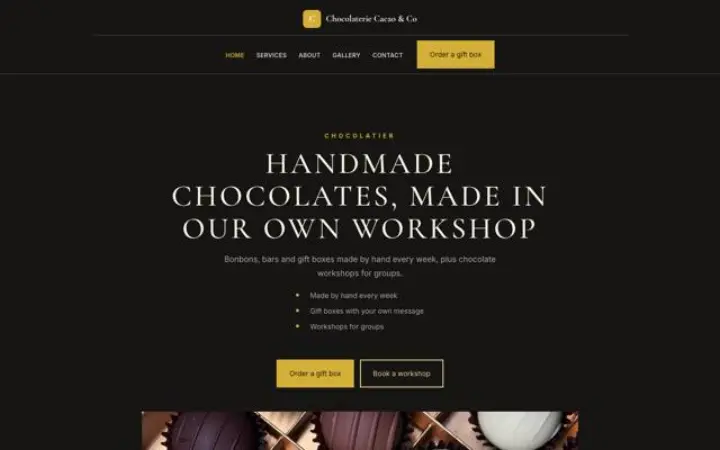 Website für Handgemachte Pralinen