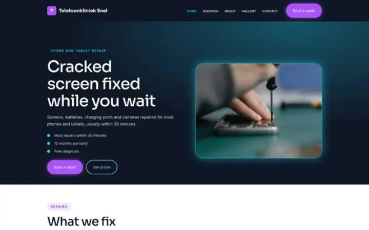 Website für Handyreparatur