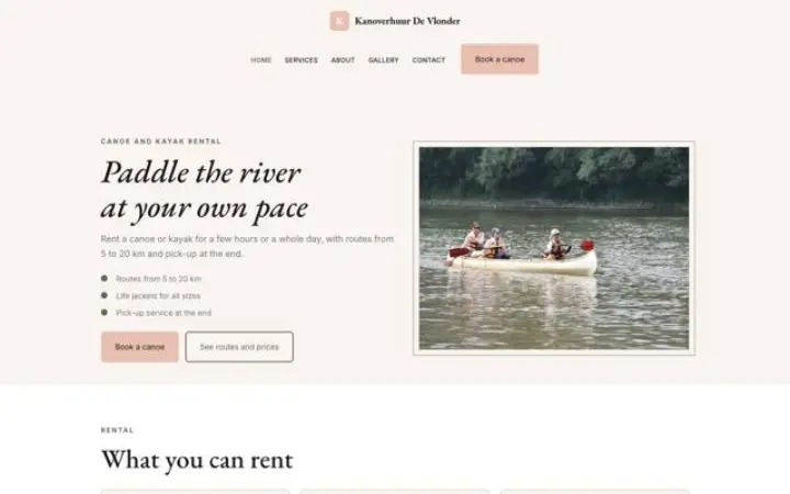 Website für Kanuverleih