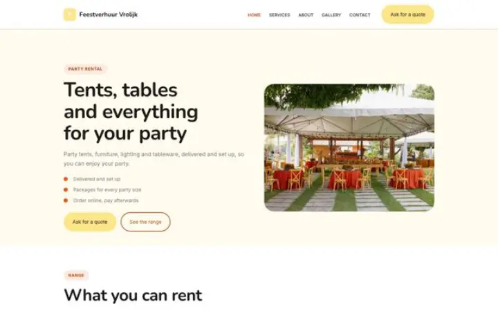 Website für Partyverleih