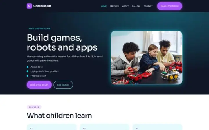 Website für Programmierclub für Kinder