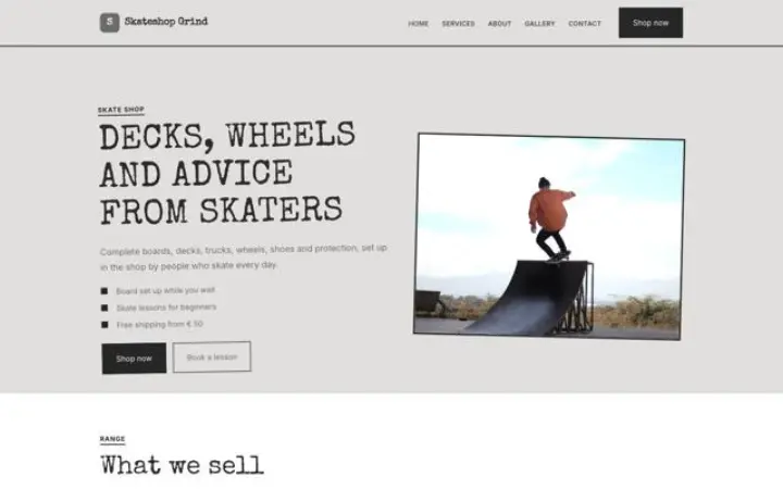 Website für Skateshop