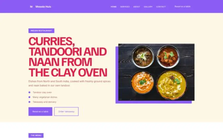 Website für Indisches Restaurant