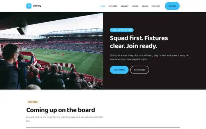 Website für Sportteam