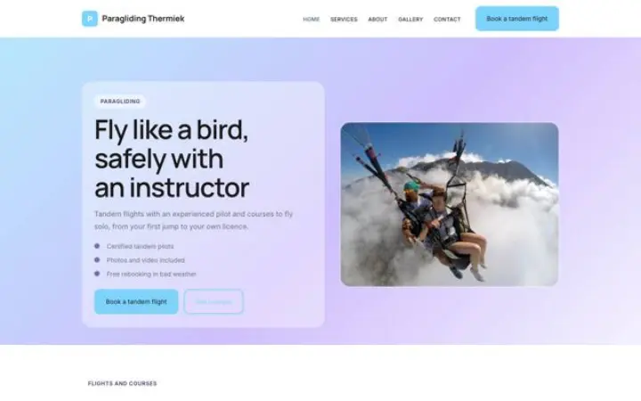 Website für Gleitschirmschule