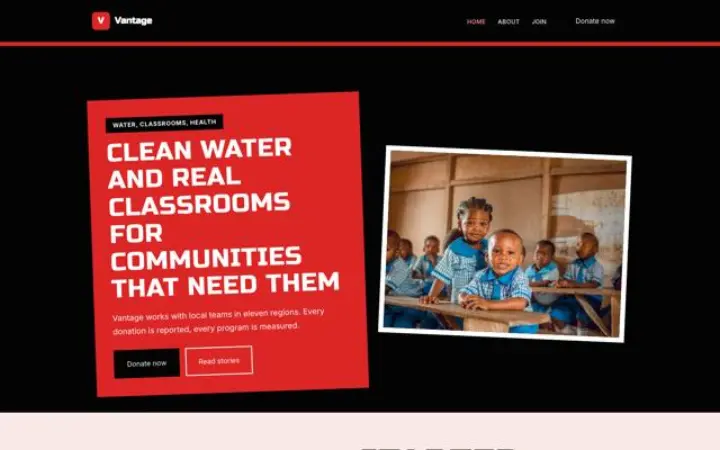 Beispiel für das Theme Vantage für NGO