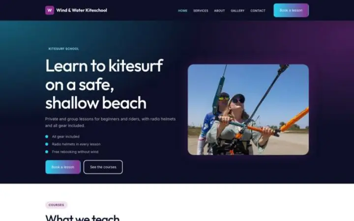 Website für Kitesurfschule
