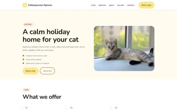 Website für Katzenpension
