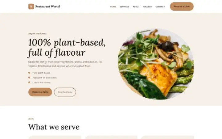 Website für Veganes Restaurant