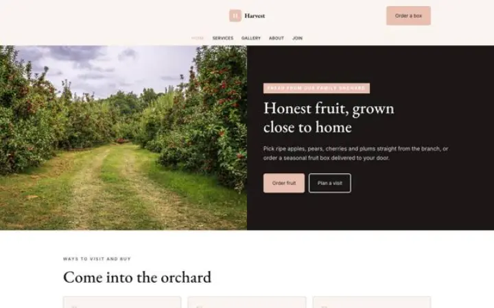 Beispiel für das Theme Harvest für Obstgarten