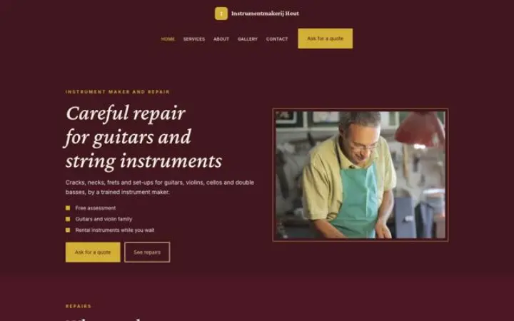 Website für Instrumentenreparatur